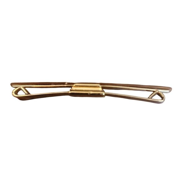 Vintage Collar Bar Gold Tone Tie Clip Elegant Mens Accessory Retro Style - Picture 1 of 8